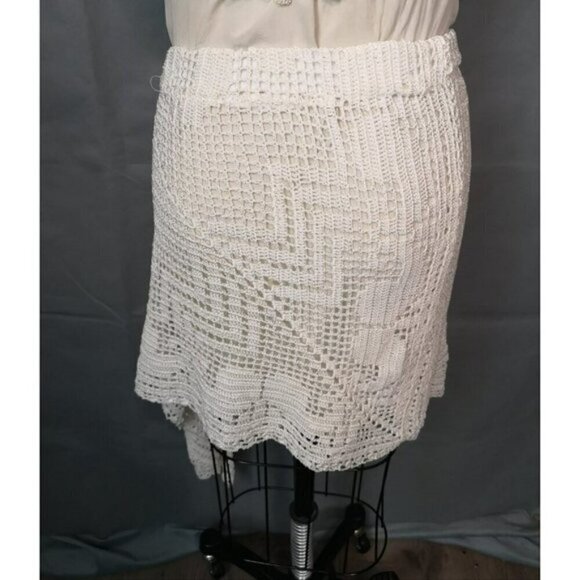 Upcycled Boho Hand Knit Crochet Lace Asymmetrical Dress - Picture 6 of 6